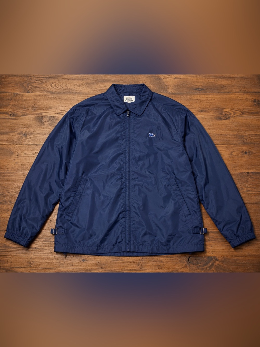 Vintage IZOD Lacoste Navy Nylon Windbreaker Jacket Mens-L.1978–1982 production - Picture 4 of 10